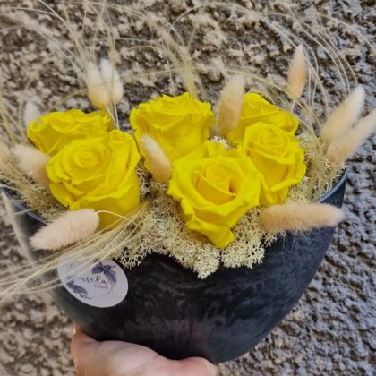Aranjament cu Trandafiri Criogenați Yellow Crio